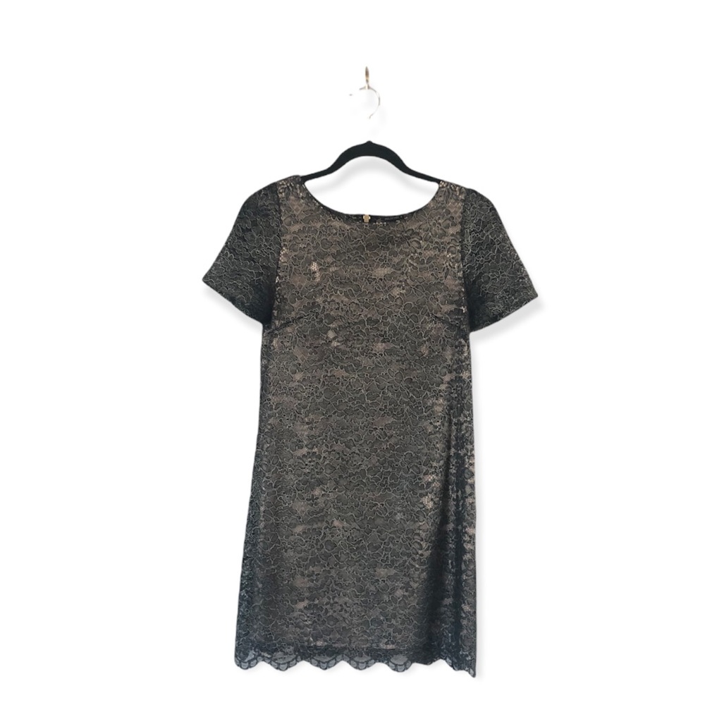 Felicity & Coco black and gold lace mini cocktail dress size SP